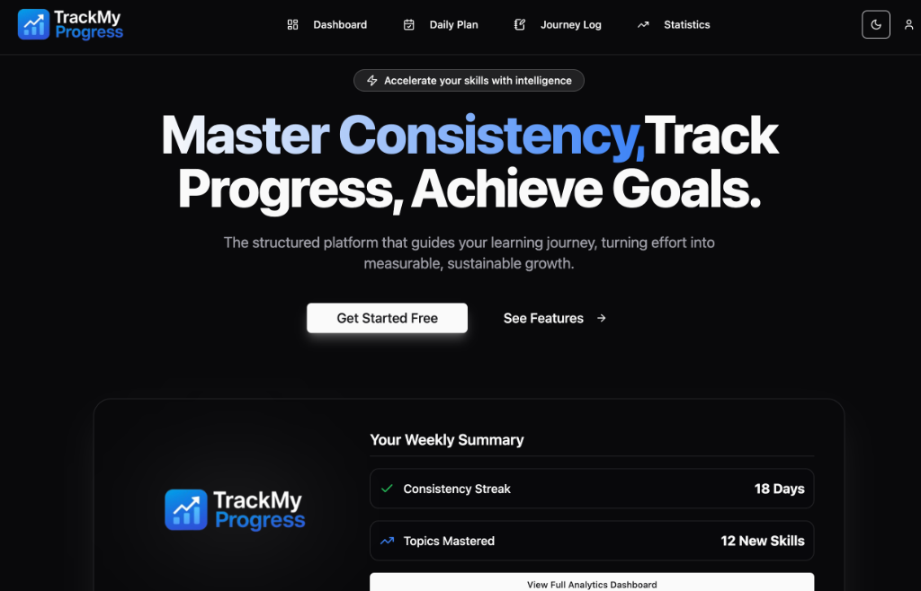 TrackMyProgress UI preview